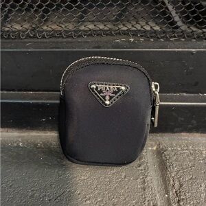 Prada Black Tessuto Mini Zip Pouch with Triangle Logo